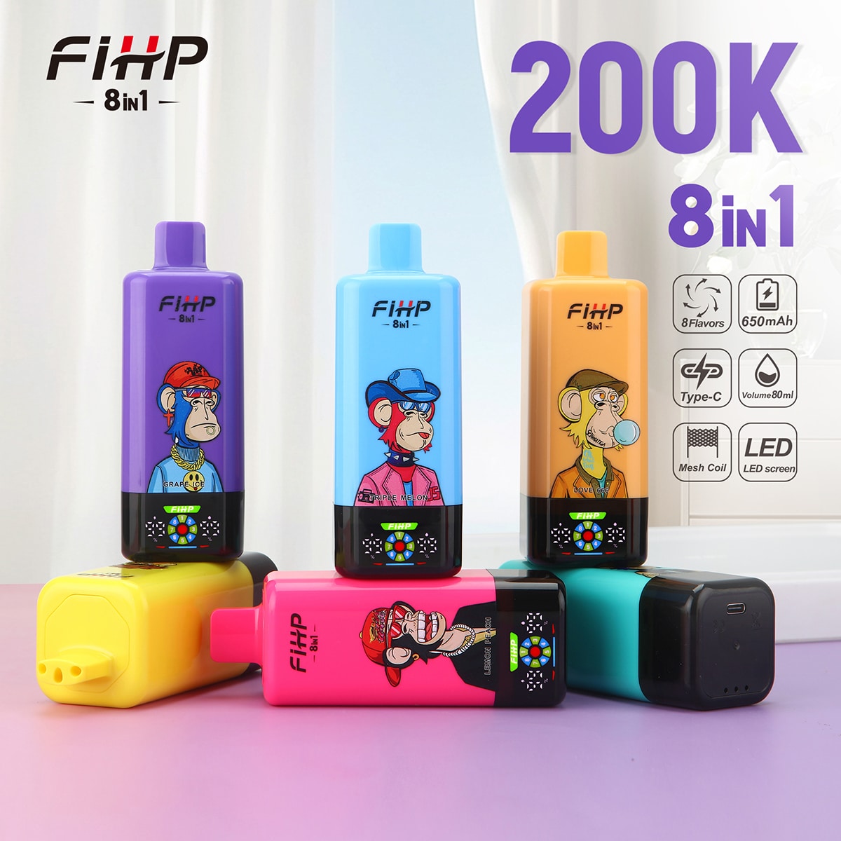 FIHP-8-IN-1-200K-Puffs-Disposable-Vape-HeyVape-7 FIHP 8in1 200k Disposable vape - Image 1